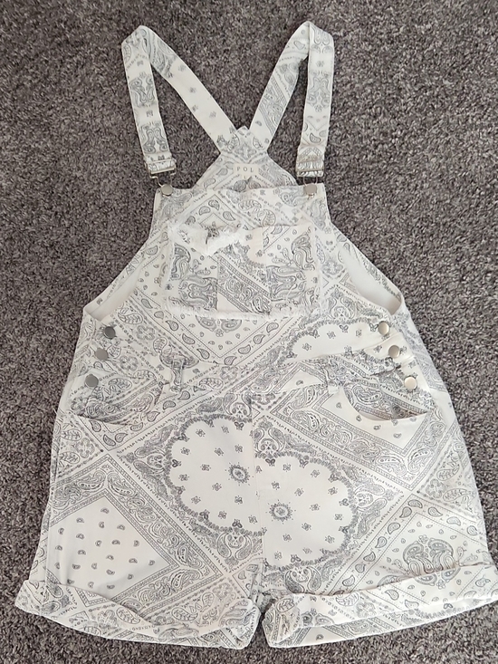 POL Denim - POL White and Black Bandana Print Short Overalls